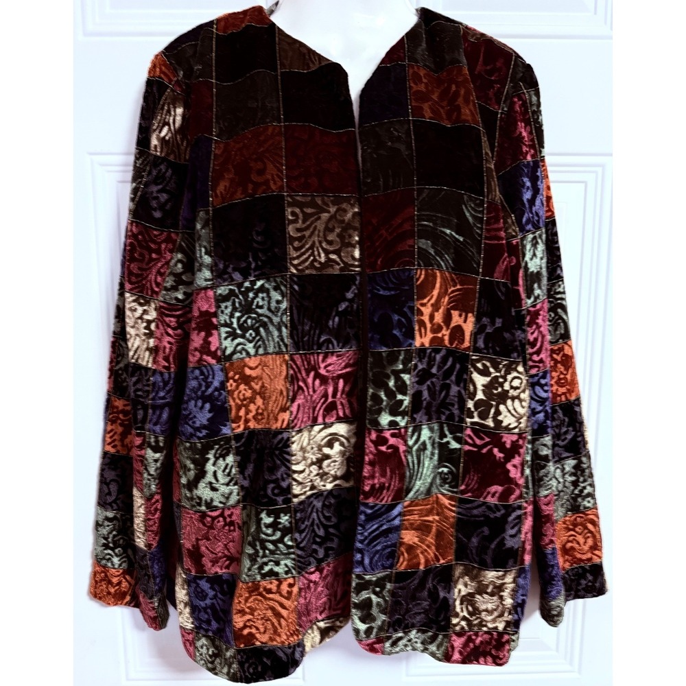 Willowridge Patchwork Burntout Velvet Jacket Blou… - image 6